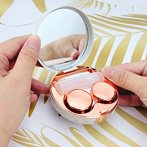 Mini Contact Lens Box Kit,5 in 1 Portable Contact Lens Cases with Mirror Twee...