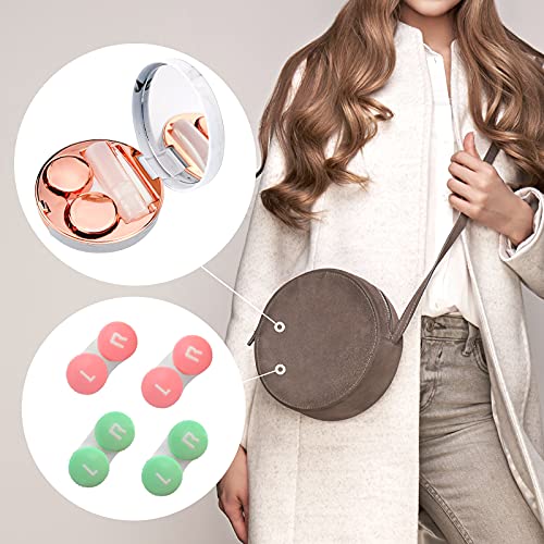 Mini Contact Lens Box Kit,5 in 1 Portable Contact Lens Cases with Mirror Twee...