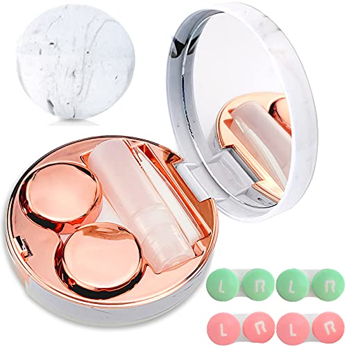 Mini Contact Lens Box Kit,5 in 1 Portable Contact Lens Cases with Mirror Twee...