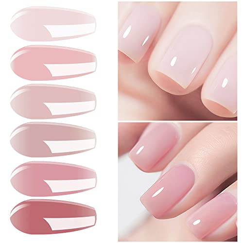 Vishine Nude Gel Polish Kit, Sheer Milky Pink Jelly Transparent Gel Nail Poli...