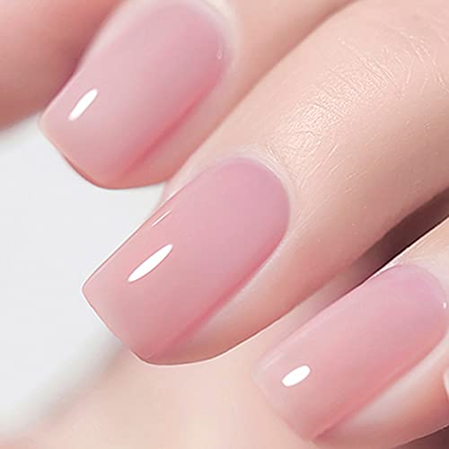 Vishine Nude Gel Polish Kit, Sheer Milky Pink Jelly Transparent Gel Nail Poli...