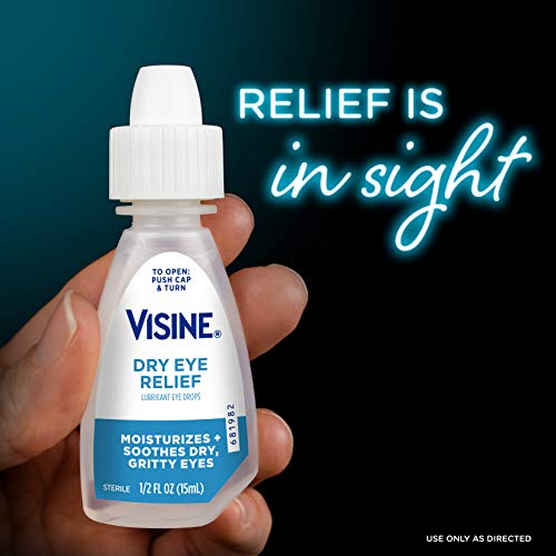 Visine Dry Eye Relief Lubricant Eye Drops to Moisturize and Soothe Irritated,...