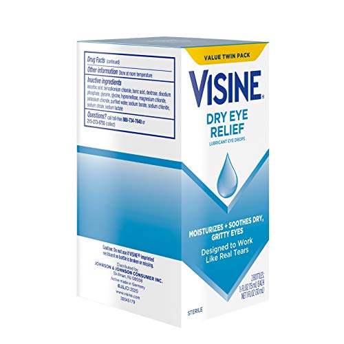 Visine Dry Eye Relief Lubricant Eye Drops to Moisturize and Soothe Irritated,...
