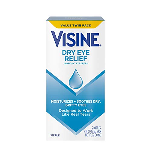 Visine Dry Eye Relief Lubricant Eye Drops to Moisturize and Soothe Irritated,...