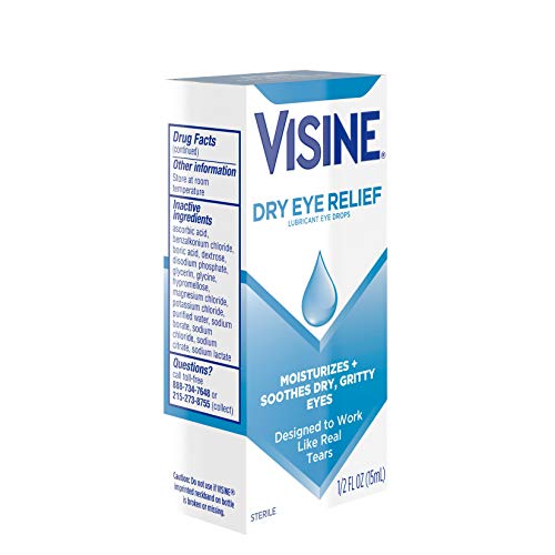Visine Dry Eye Relief Lubricant Eye Drops with Polyethylene Glycol 400 to Moi...