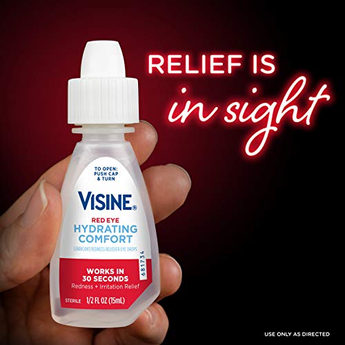 Visine Red Eye Hydrating Comfort Redness Relief and Lubricant Eye Drops to He...