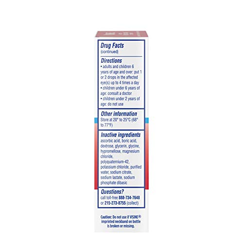 Visine Red Eye Hydrating Comfort Redness Relief and Lubricant Eye Drops to He...