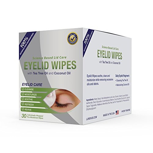 Premium Eyelid Wipes With Tea Tree and Coconut Oil - Cleansing Eye Wipes for ...