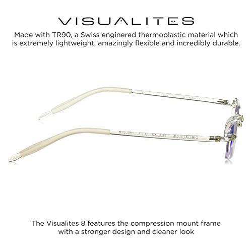 Visualites 8 Crystal 1.75 Power Lightweight Rimless Readers For Men and Women