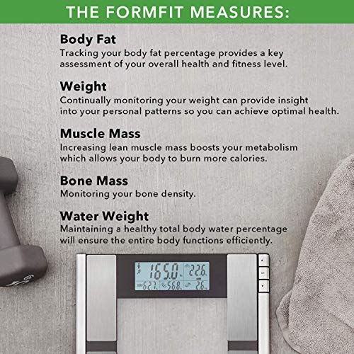 Vitagoods Form Fit Digital Scale and Body Analyzer-Tracks Fat, Weight, Muscle...
