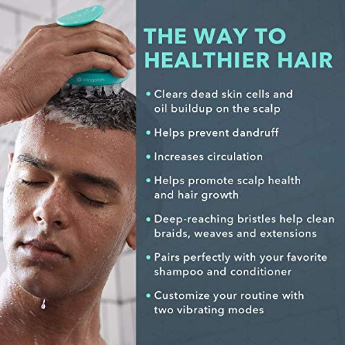 Vitagoods Scalp Massaging Shampoo Brush - Handheld Vibrating Massager, Water-...