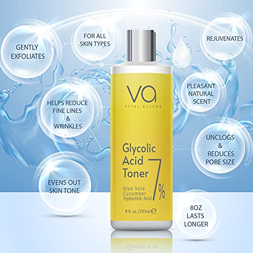 Vital Allure Glycolic Acid Toner for Face - Anti Aging, Pore Minimizer, Exfol...
