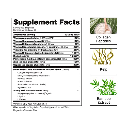 Hair Growth Supplement for Men - Grow Hair, Stop Hair Loss & Regrow Hair, Bea...