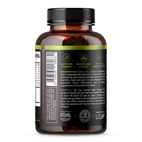 Hair Growth Supplement for Men - Grow Hair, Stop Hair Loss & Regrow Hair, Bea...