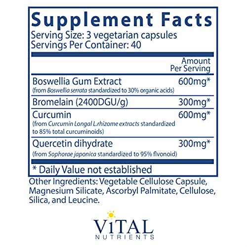 Vital Nutrients - BCQ (Bromelain, Curcumin and Quercetin) - Herbal Support fo...