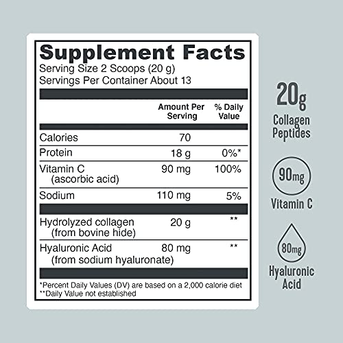 Vital Proteins Collagen Peptides Powder with Hyaluronic Acid and Vitamin C - ...