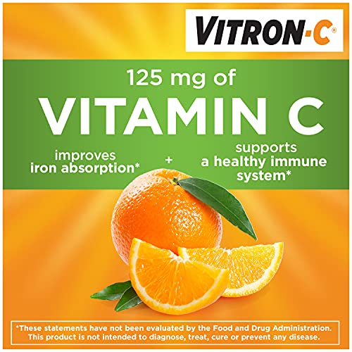 Vitron-C High Potency Iron Supplement with 125 mg Vitamin C, Dye Free, Vegan,...