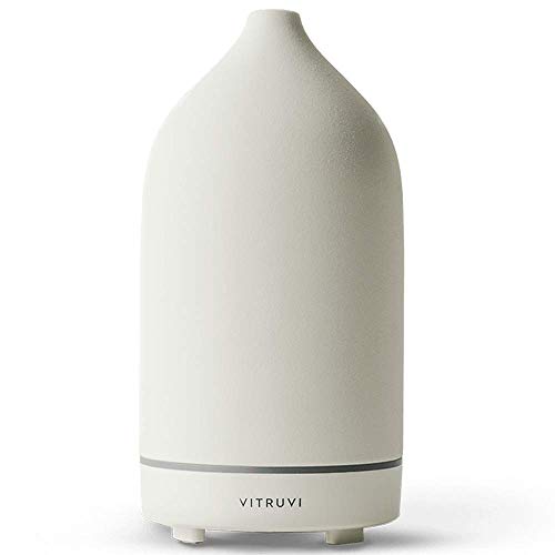 Vitruvi Stone Diffuser, Ceramic Ultrasonic Essential Oil Diffuser for Aromath...