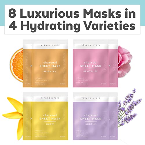 Face Masks Skin care - Charcoal Facial Mask with Collagen & Hyaluronic Acid f...