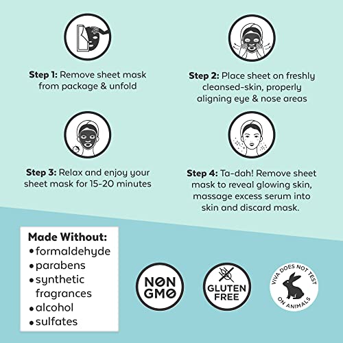 Face Masks Skin care - Charcoal Facial Mask with Collagen & Hyaluronic Acid f...