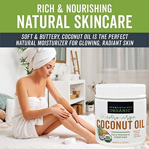 Organic Coconut Oil, Cold-Pressed - Natural Hair Oil, Skin Oil and Cooking Oi...