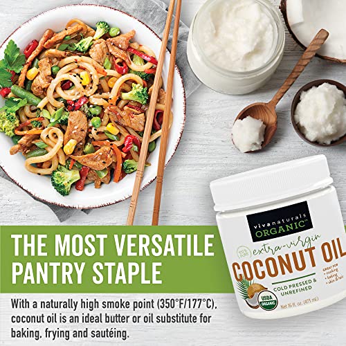 Organic Coconut Oil, Cold-Pressed - Natural Hair Oil, Skin Oil and Cooking Oi...