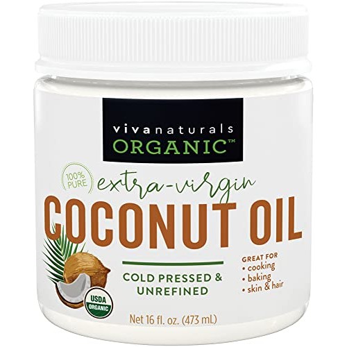 Organic Coconut Oil, Cold-Pressed - Natural Hair Oil, Skin Oil and Cooking Oi...
