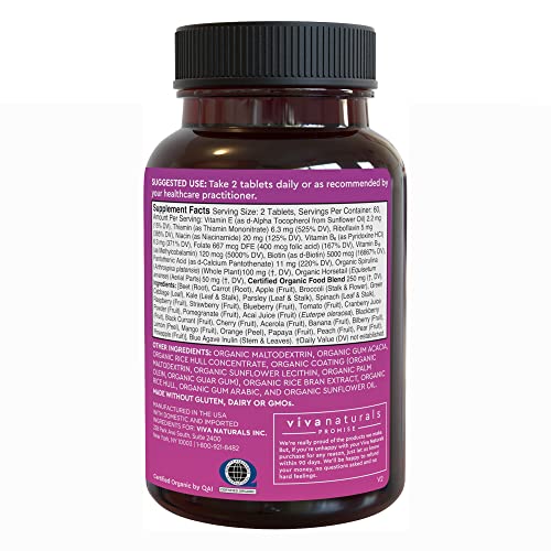 Organic Hair Skin and Nails Vitamins – Womens Vitamins with Biotin 5000 mcg, ...