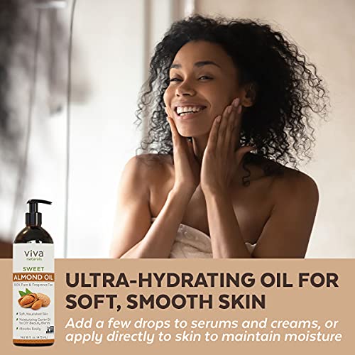 Sweet Almond Oil - Unrefined Sweet Almond Oil for Skin, Face and Body, Perfec...