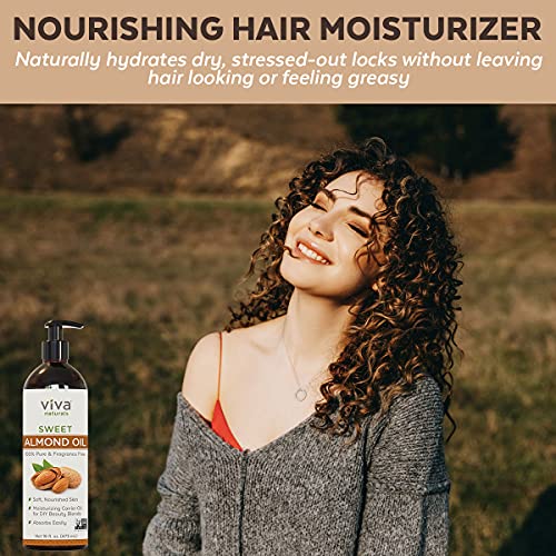 Sweet Almond Oil - Unrefined Sweet Almond Oil for Skin, Face and Body, Perfec...