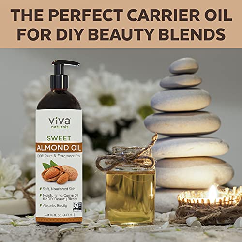 Sweet Almond Oil - Unrefined Sweet Almond Oil for Skin, Face and Body, Perfec...