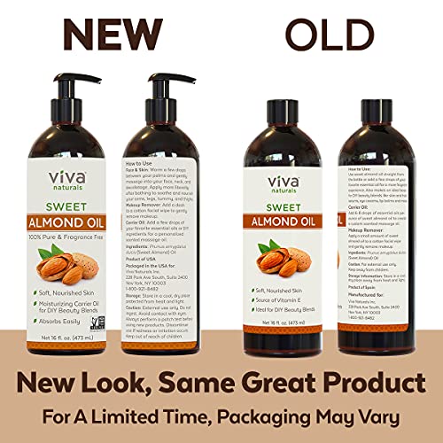 Sweet Almond Oil - Unrefined Sweet Almond Oil for Skin, Face and Body, Perfec...