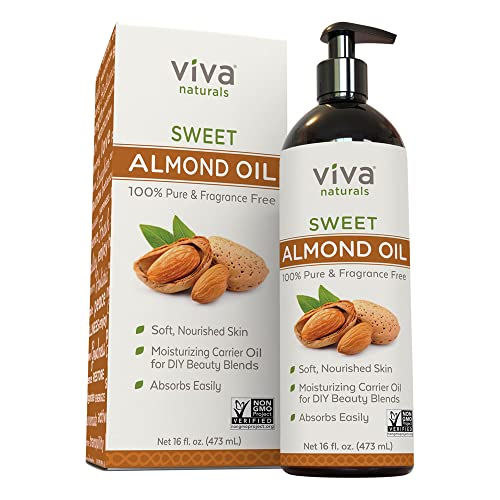 Sweet Almond Oil - Unrefined Sweet Almond Oil for Skin, Face and Body, Perfec...