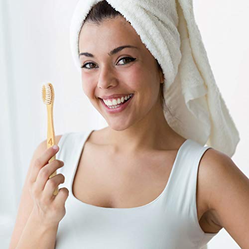 VIVAGO Biodegradable Bamboo Toothbrushes 10 Pack - BPA Free Soft Bristles Too...