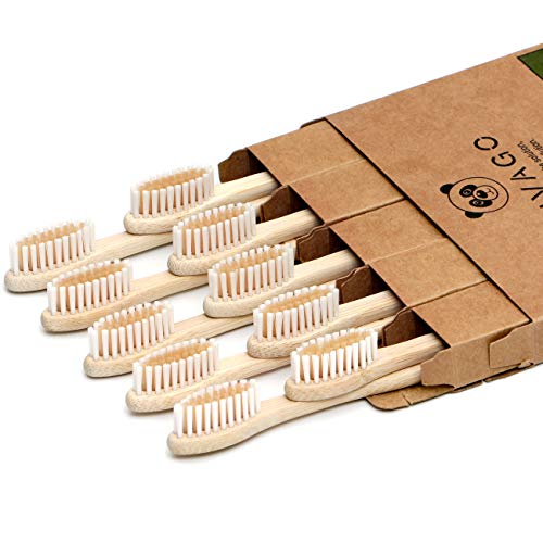 VIVAGO Biodegradable Bamboo Toothbrushes 10 Pack - BPA Free Soft Bristles Too...
