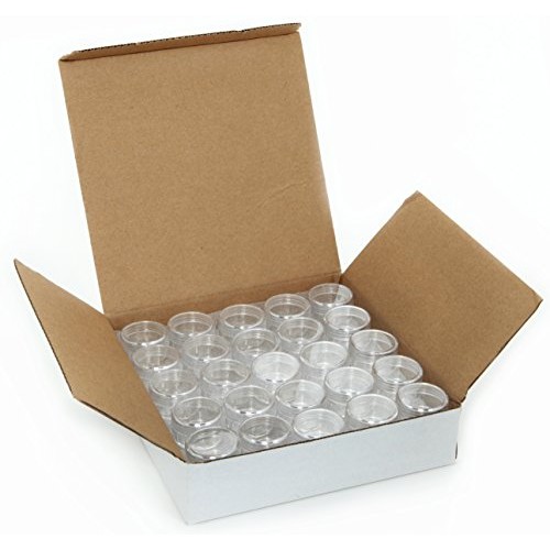 Vivaplex, 50, Clear, Empty, 5 Gram Plastic Pot Jars, Cosmetic Containers.