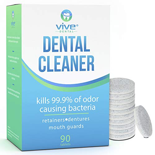 Vive Dental Retainer & Denture Cleaner Tablets (90 Ct) - For Mouthguard, Nigh...