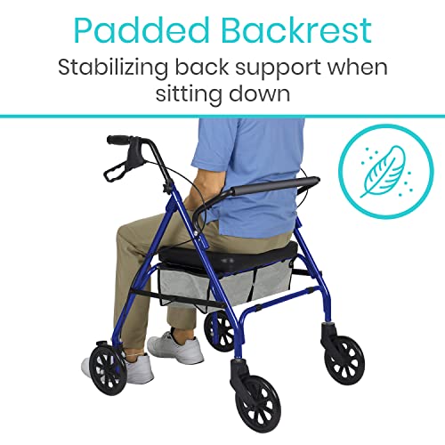 Vive Bariatric Rollator Walker with Seat 500 lbs Capacity - Heavy Duty Walker...