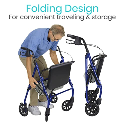 Vive Bariatric Rollator Walker with Seat 500 lbs Capacity - Heavy Duty Walker...
