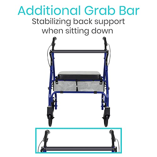 Vive Bariatric Rollator Walker with Seat 500 lbs Capacity - Heavy Duty Walker...