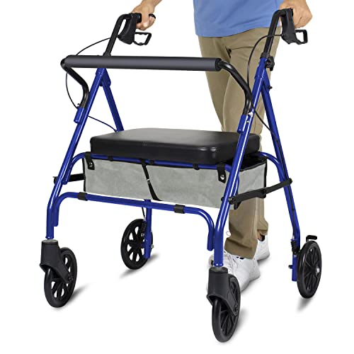 Vive Bariatric Rollator Walker with Seat 500 lbs Capacity - Heavy Duty Walker...