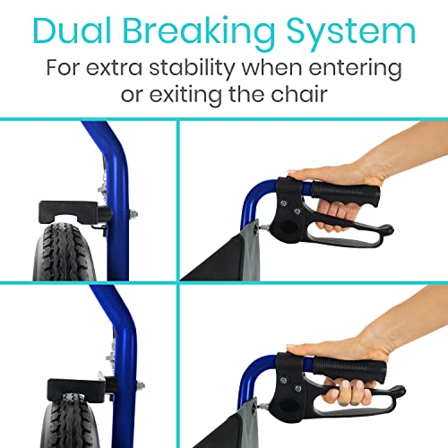 Vive Mobility Folding Transport Wheelchair - Aluminum Chair with Hand Brake -...