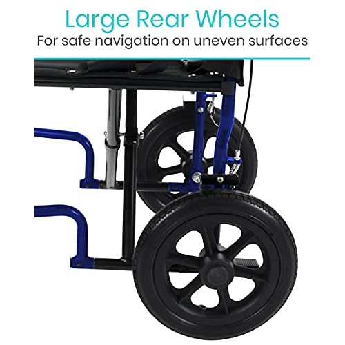 Vive Mobility Folding Transport Wheelchair - Aluminum Chair with Hand Brake -...
