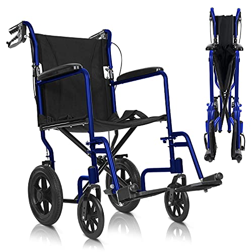 Vive Mobility Folding Transport Wheelchair - Aluminum Chair with Hand Brake -...