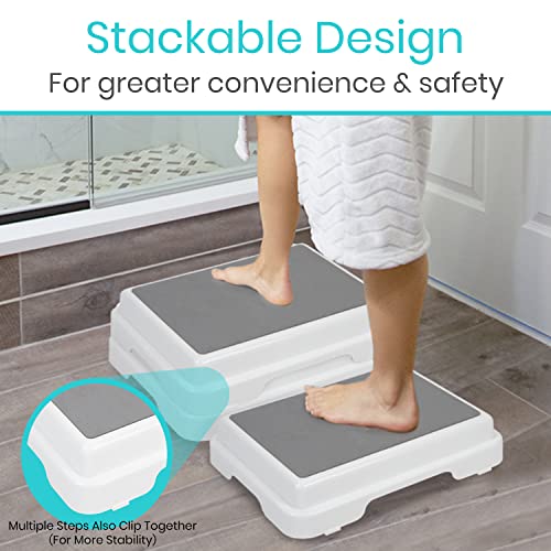 Vive Bath Step Stool (4.5") - Slip Resistant, Stackable, Indoor/Outdoor - Saf...