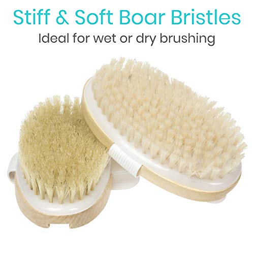 Vive Body Brush Set (3 Piece) - Wash Scrub Exfoliator - Dry Brushing with Nat...
