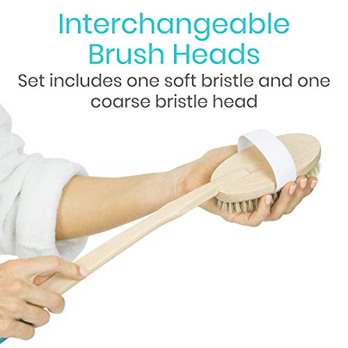 Vive Body Brush Set (3 Piece) - Wash Scrub Exfoliator - Dry Brushing with Nat...