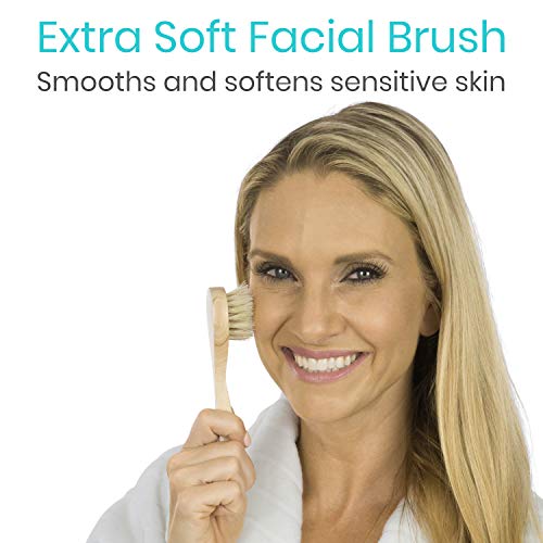 Vive Body Brush Set (3 Piece) - Wash Scrub Exfoliator - Dry Brushing with Nat...