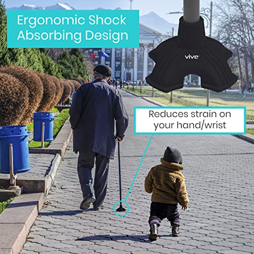 Vive Cane Tip - Quad Rubber Replacement Foot Pad for Walking Canes - Stable F...