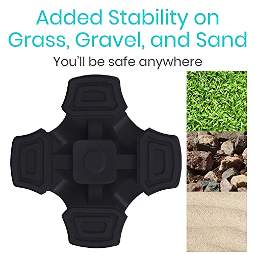 Vive Cane Tip - Quad Rubber Replacement Foot Pad for Walking Canes - Stable F...